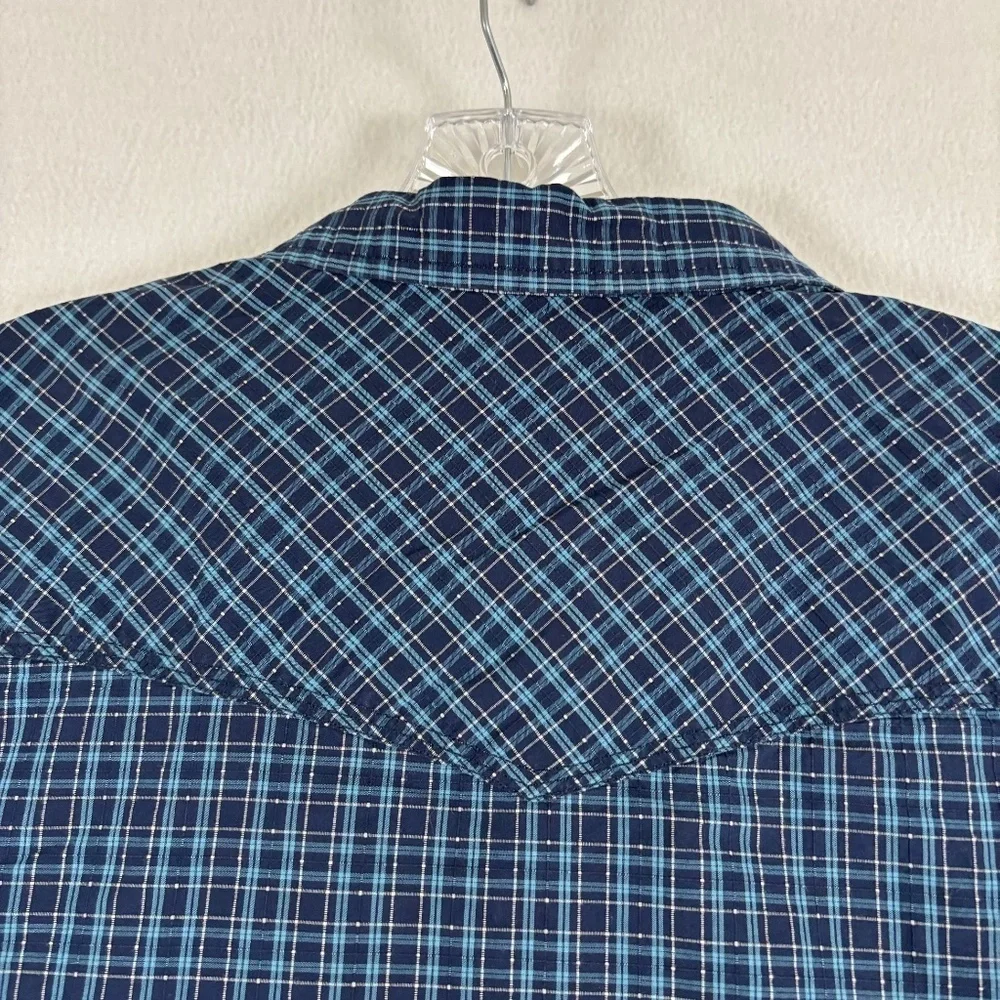 Northwest Territory Shirt Men 2XLT Blue Plaid Pearl Snap Outdoors Casual/Dress